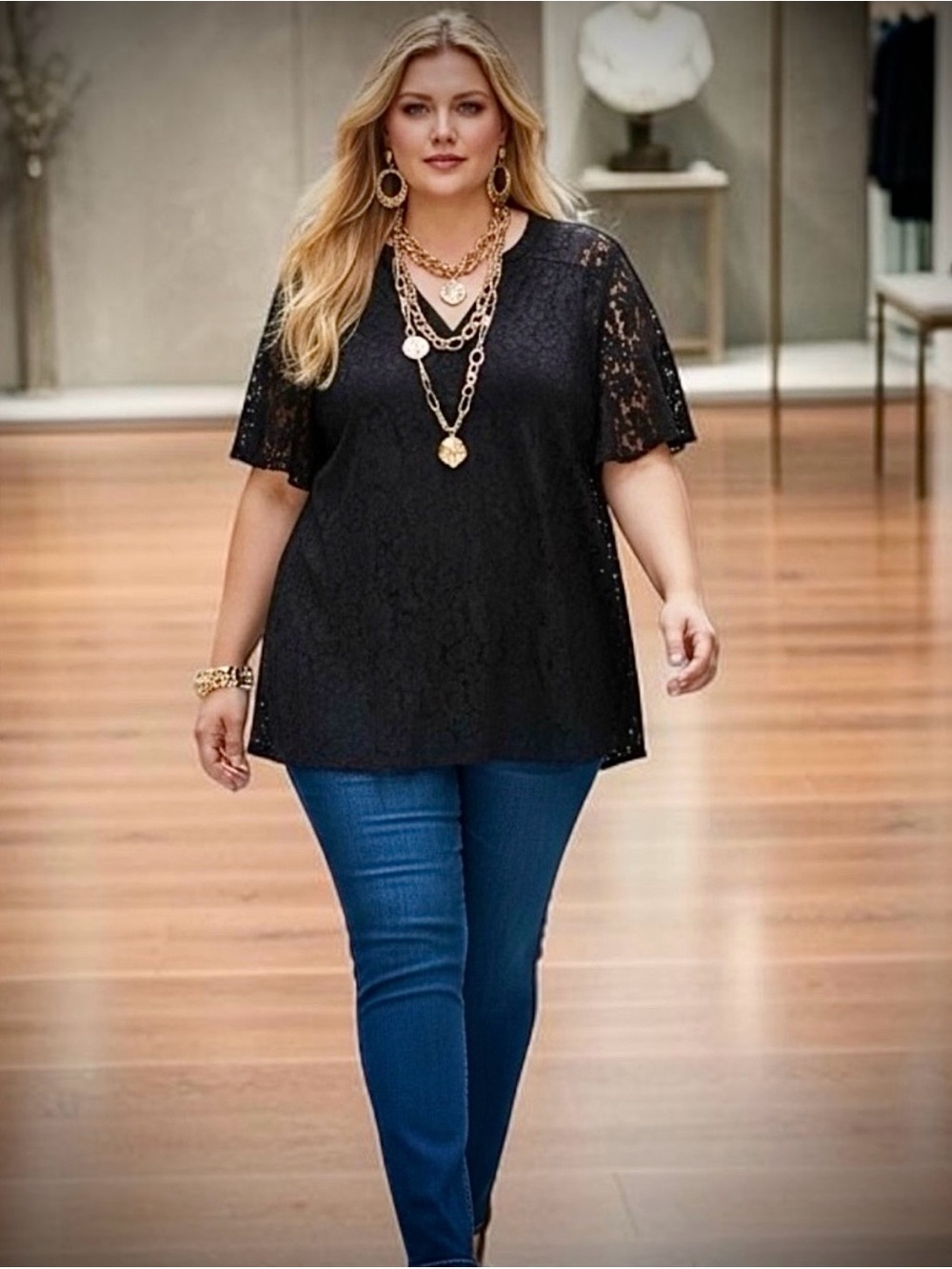 Torrid Black Lace Top, 3X